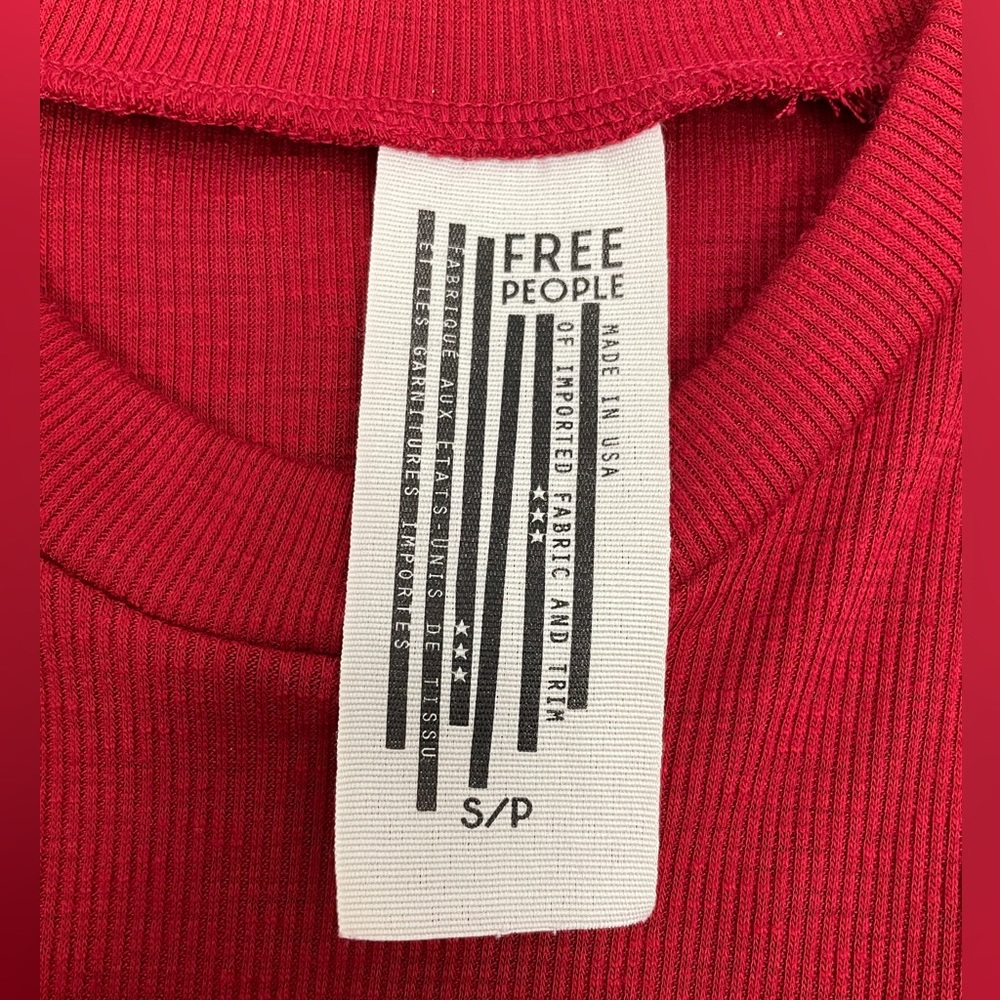 Free People Women’s Red Ribbed Racer Back Tank - Picture 7 of 7